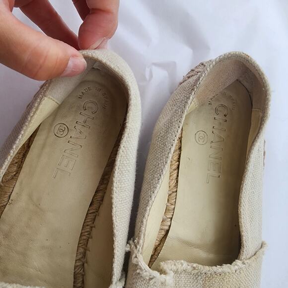 Chanel espadrille cream and black canvas, old money designer luxury size 40 - Picture 5 of 12